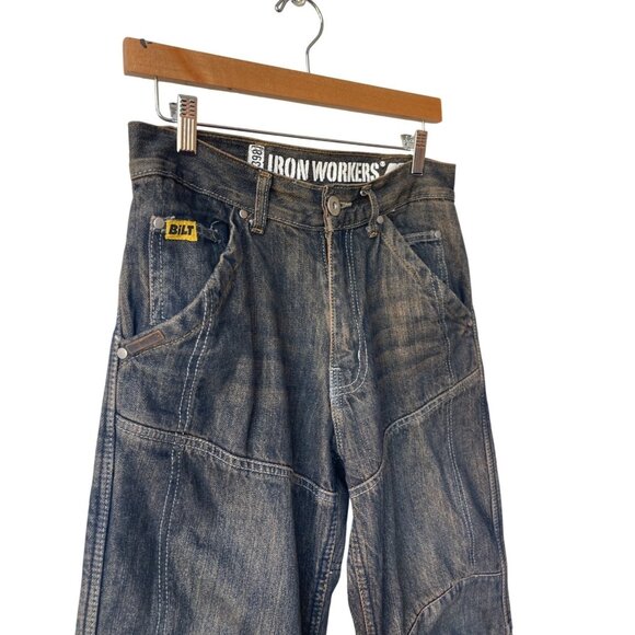 Bilt Iron Workers Motorcyle Jeans Size 28 0398 Dark Wash Rugged Protective - Picture 2 of 12